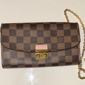 Louis Vuitton Checkered Women's Bag with Gold Chain